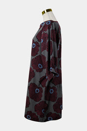 Olga De Polga Burgandy, Black Poppy Smock Mini Dress