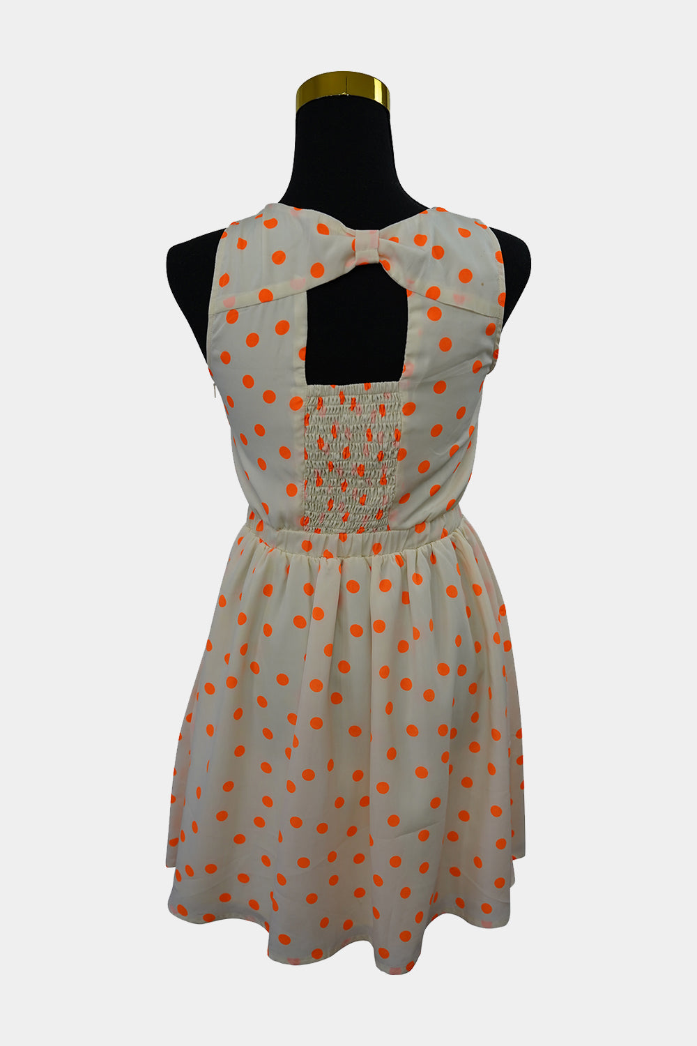 BOOHOO Cream, Orange Spot Mini Dress