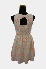 BOOHOO Cream, Orange Spot Mini Dress