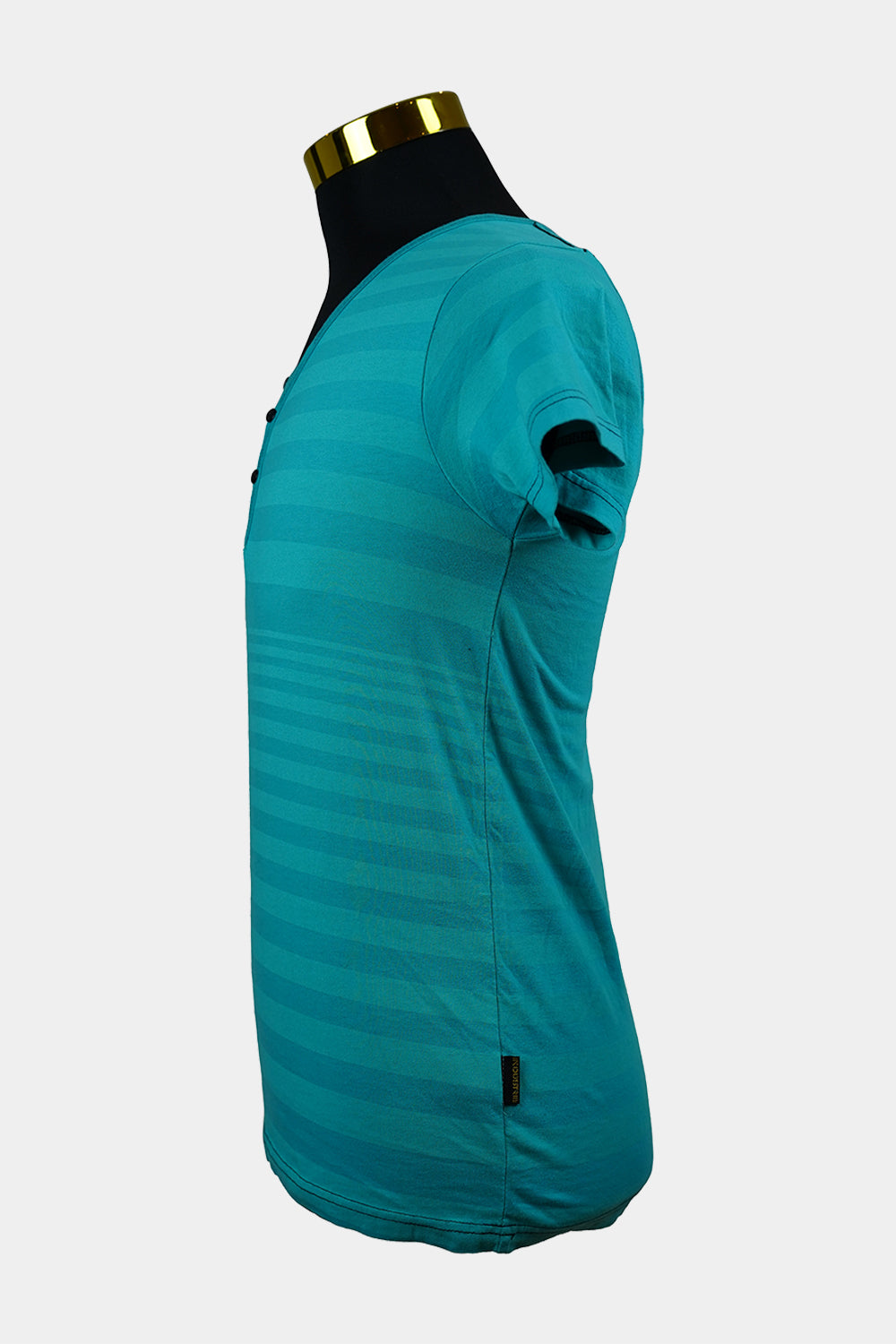 INDUSTRIE Blue Henley V Neck Tee