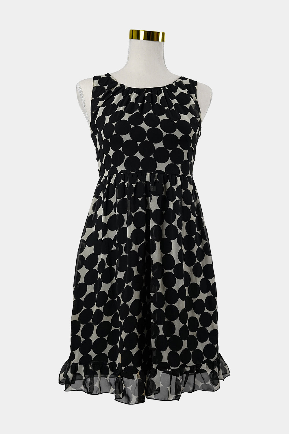 BACKSTAGE Black, White Spotted Cynched Mini Dress