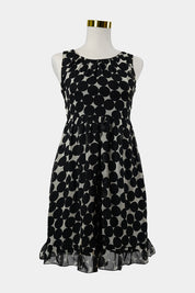 BACKSTAGE Black, White Spotted Cynched Mini Dress