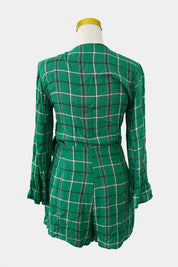 MINKPINK Green Tartan Wrap Romper