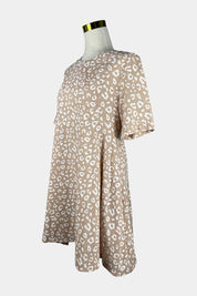 LEONI Beige Short Sleeve Mini Dress
