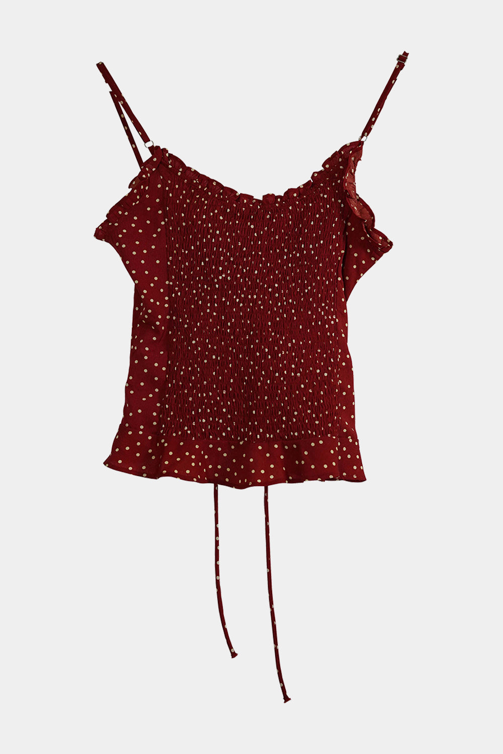 Miss Valley Red Polka Dot Tie Up Frill Cami