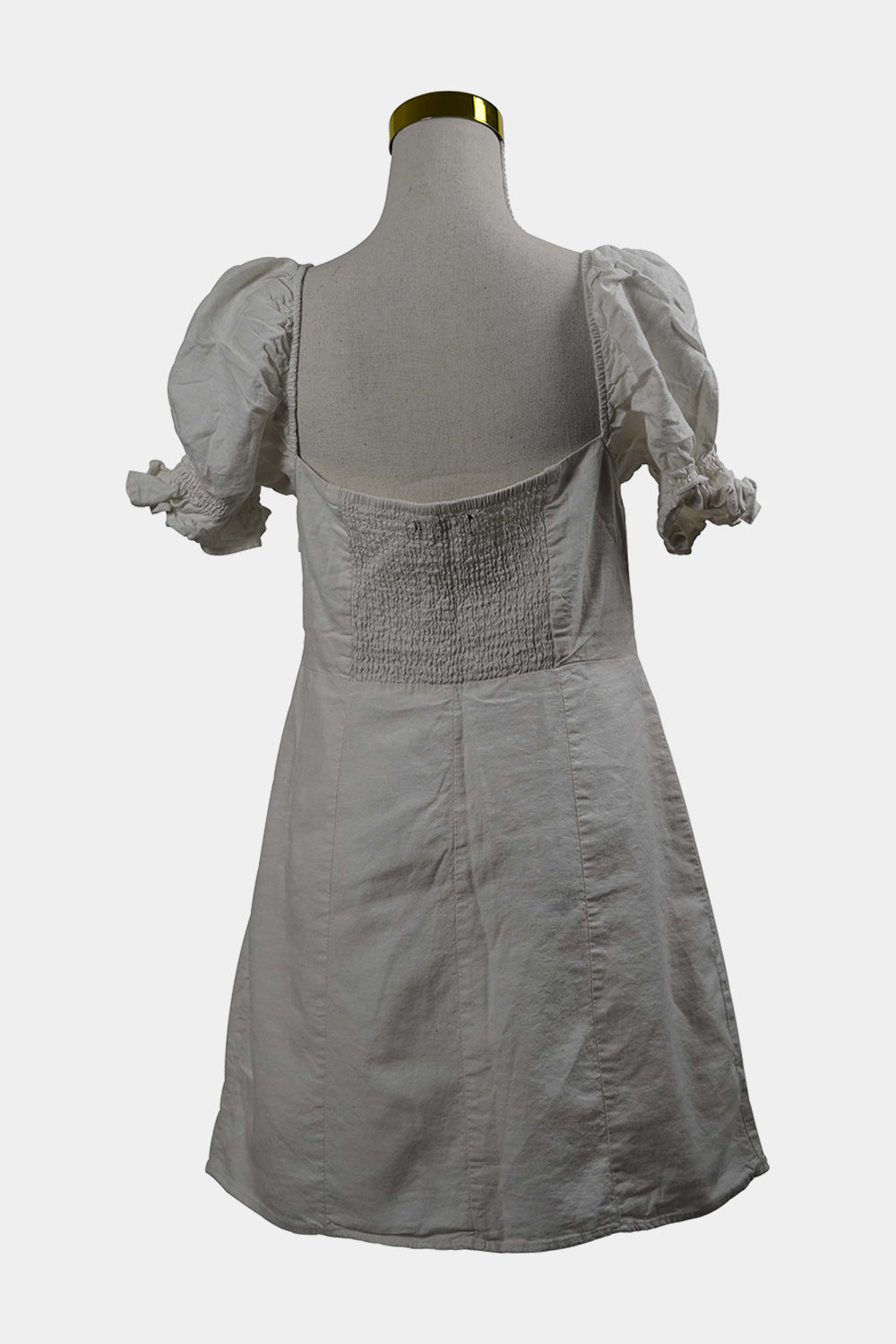 GLASSONS White Mini Dress Puffed Sleeves