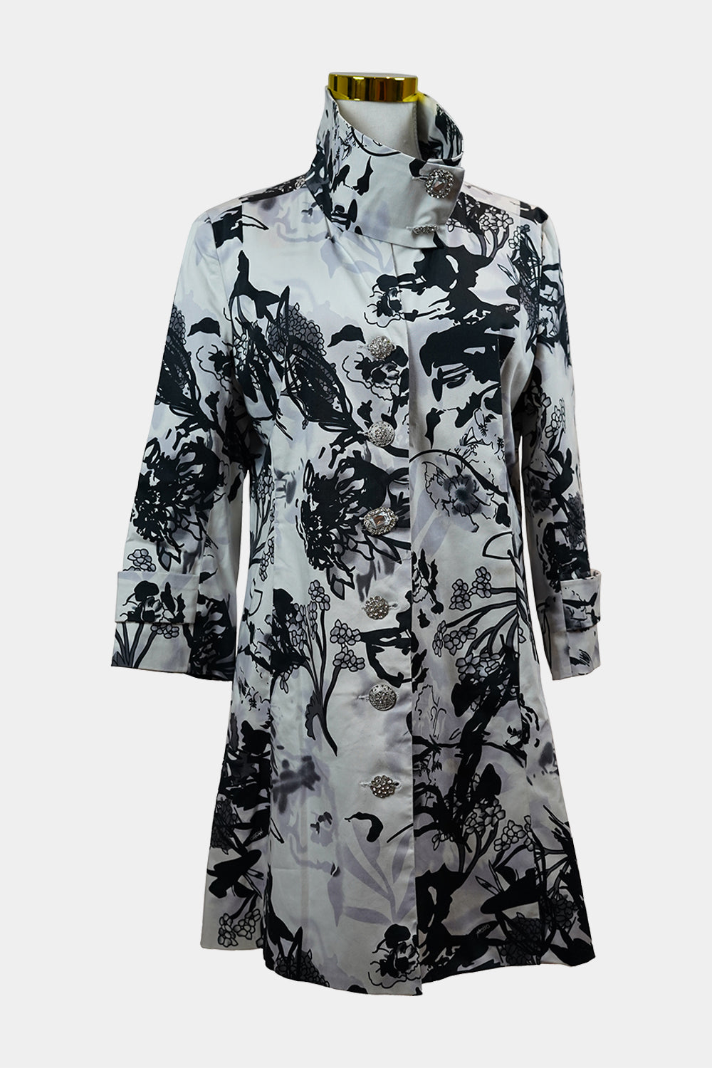 Motto Inc White, Black, Lavender Floral Long Blazar