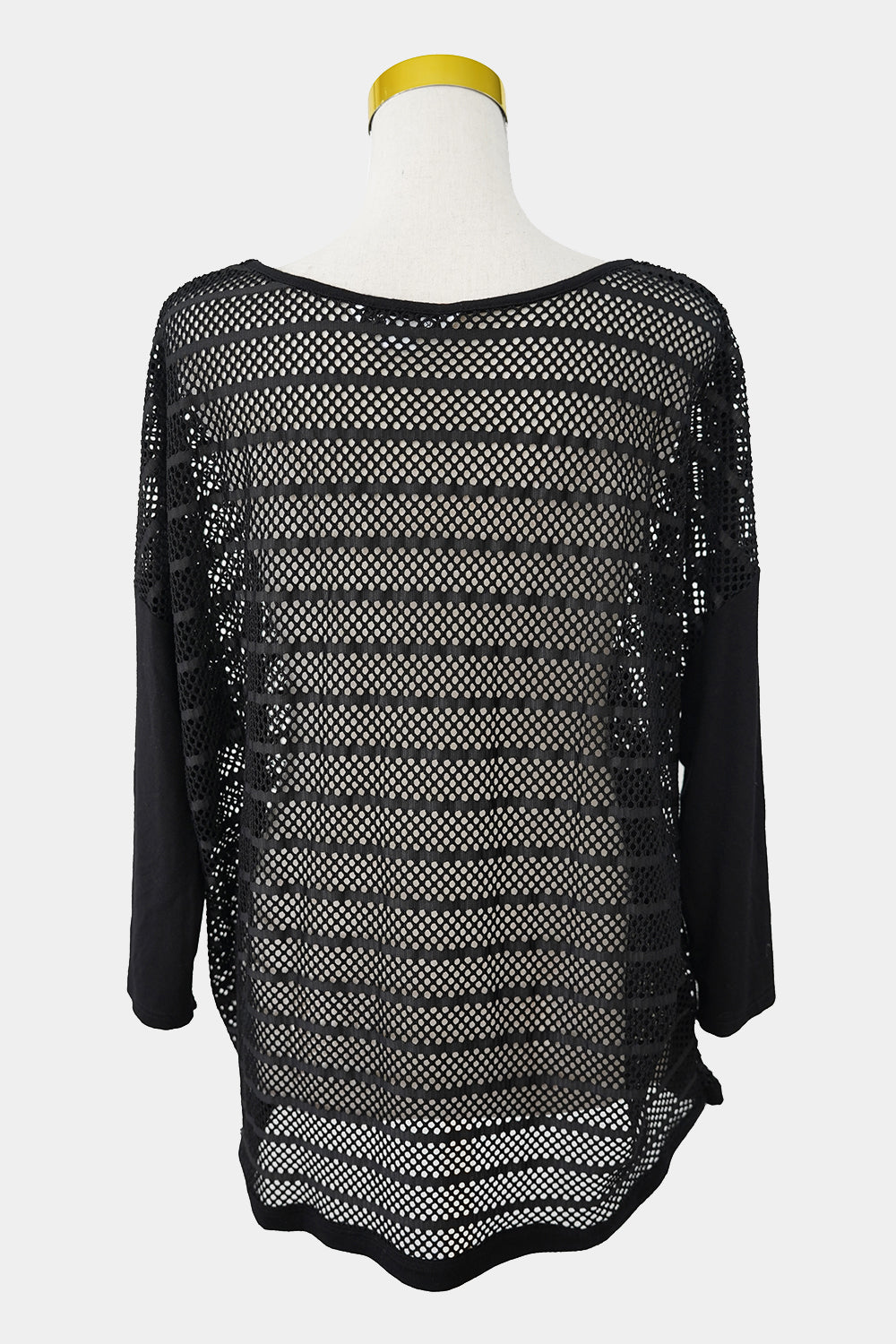 ROCKMANS Black Mesh 3\4 Sleeve Top