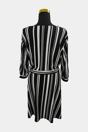 H&M Black, White Striped Wrap Dress