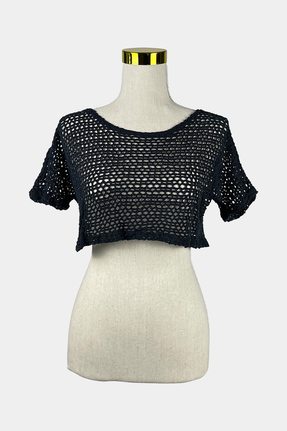 In Gear Black Crochet Crop Top