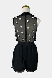 TOPSHOP Black Beaded Playsuit