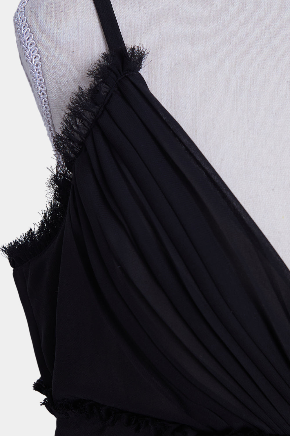 LAVOCA Black Frill Detail Cocktail Dress
