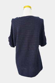 Blue Illusion Navy Short Sleeve Knit Top