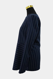 ASOS Navy White Pinstripe Long Sleeve Mini Dress