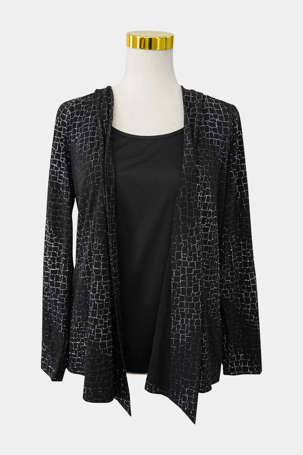 Noni B Black Silver Check Long Sleeve