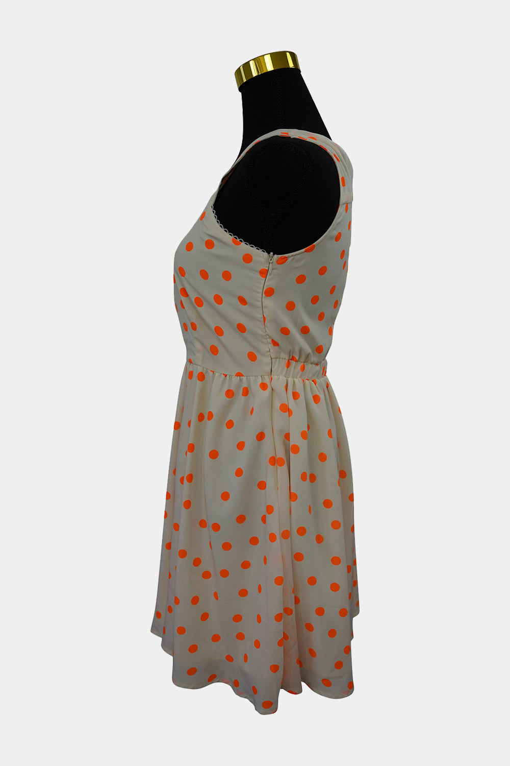 BOOHOO Cream, Orange Spot Mini Dress