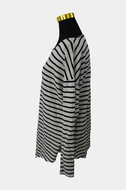 SEED Grey Black Striped Long Sleeve Top