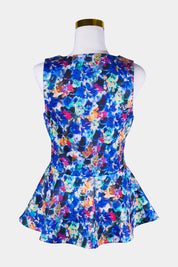 FATE Blue, Pink, Orange, Green, Pattern Floral Digital Print Peplum Top
