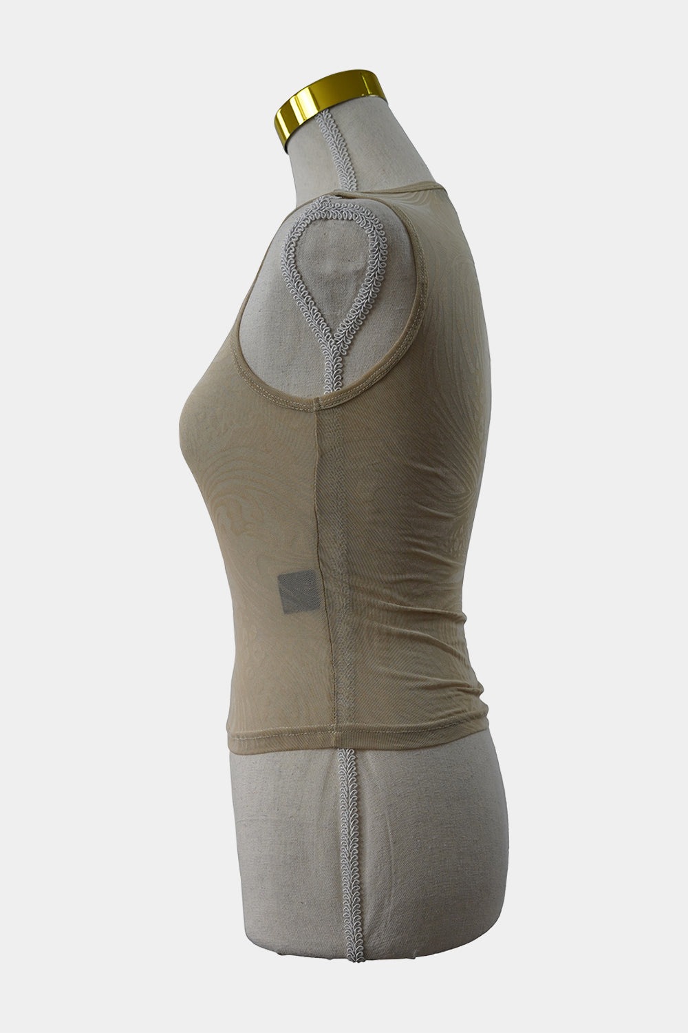 I.AM.GIA Cream, Tan Amina Sheer Crop Tank Top