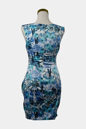 PARADISCO Blue Floral Tight Mini Dress