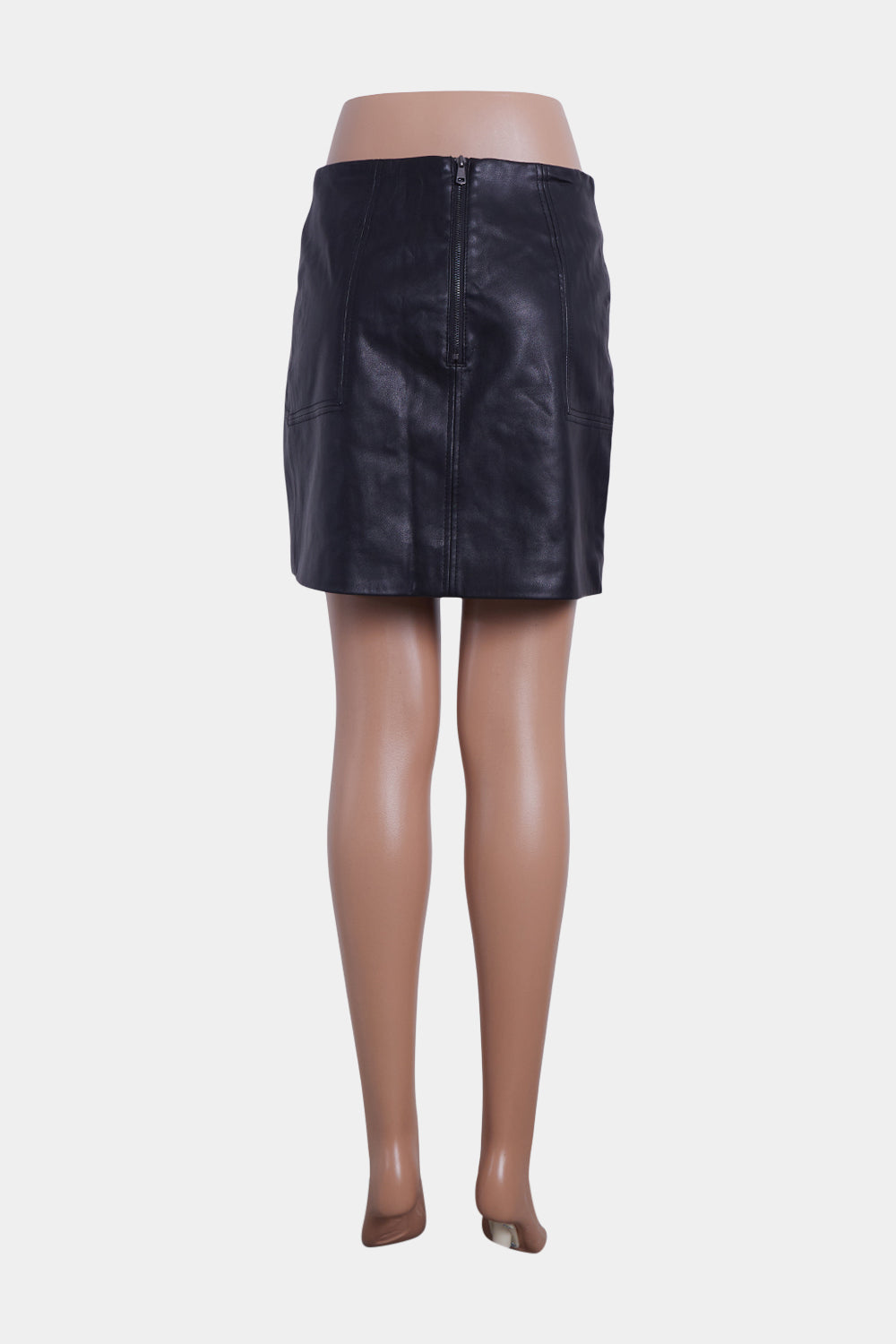 H And M Black Faux Leather Mini Skirt