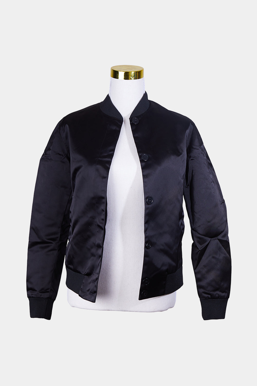 Jac And Jack Black Satin Bomber Jacket