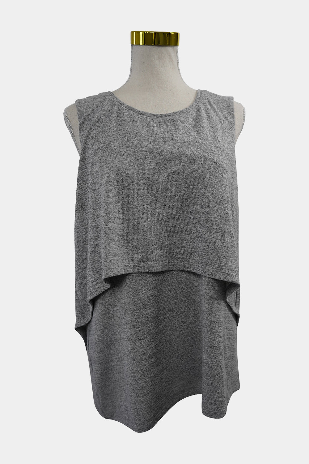 DECJUBA Grey Sleeveless Frill Top
