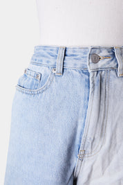 GLASSONS Blue Contrast High Rise Frayed Edge Jeans