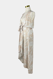INTO White, Beige Tie Maxi Dress