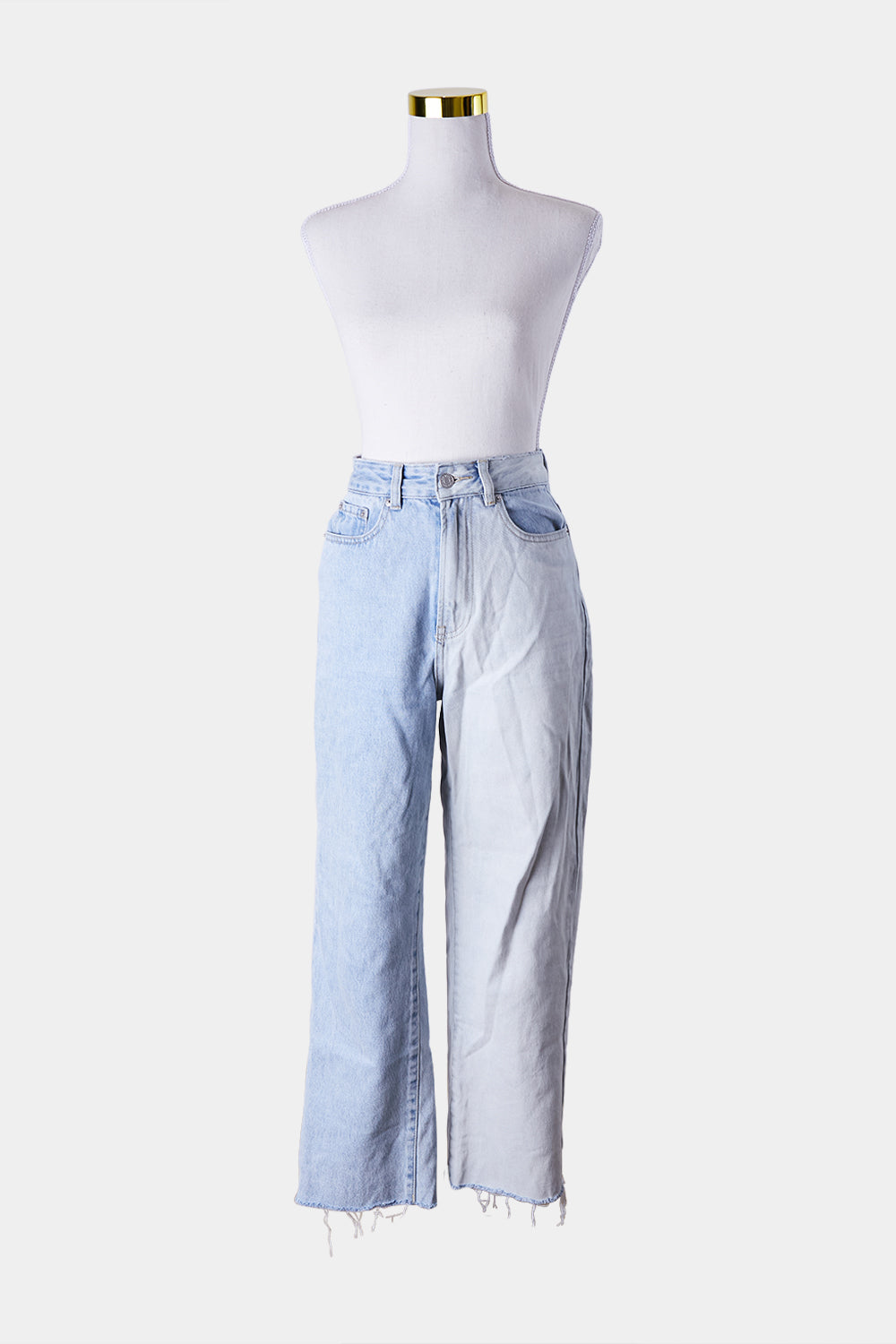 GLASSONS Blue Contrast High Rise Frayed Edge Jeans