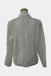 Olla Oh White Lace Sequin Collard Blazar
