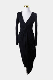 Madison Square Black Long Sleeve Knot Dress