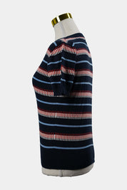 DOTTI Navy Patterned Short Sleeve Knit T-Shirt