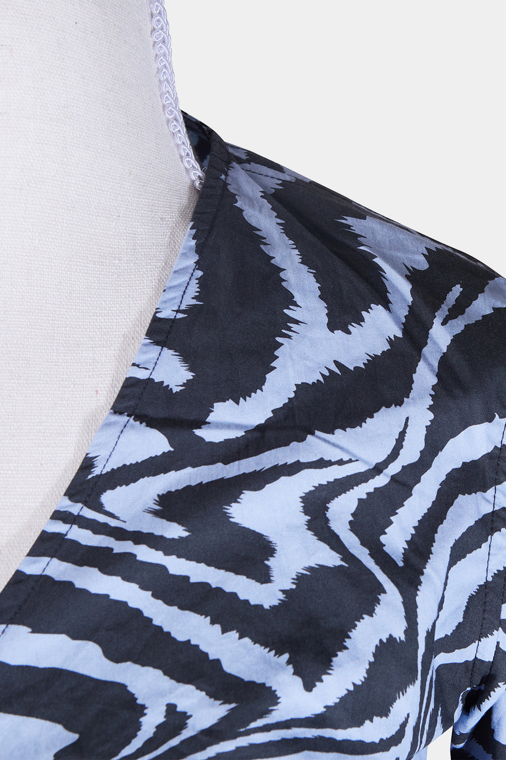GANNI Blue, Black Pattern Wrap Shirt