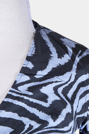 GANNI Blue, Black Pattern Wrap Shirt