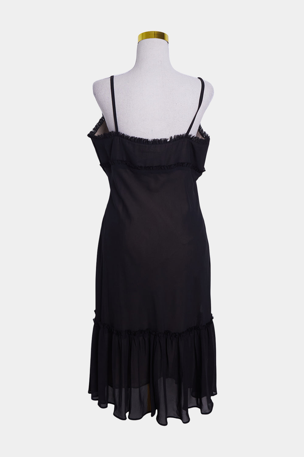 LAVOCA Black Frill Detail Cocktail Dress