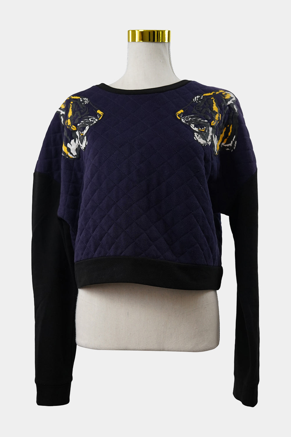 Hot Options Blue, Black Quilted Tiger Pullover