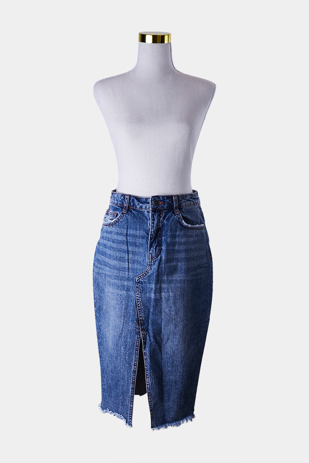 ZARA Blue Midi Denim Skirt