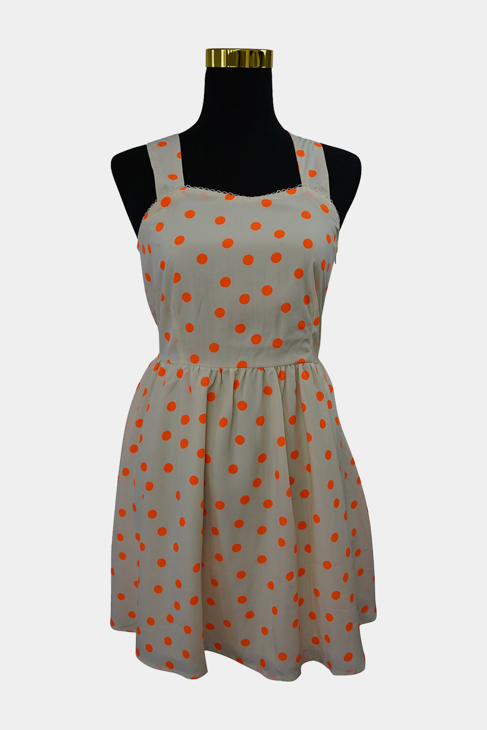 BOOHOO Cream, Orange Spot Mini Dress