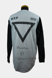 Nena & Paesadena Grey, Black Curved Long Sleeve Tee