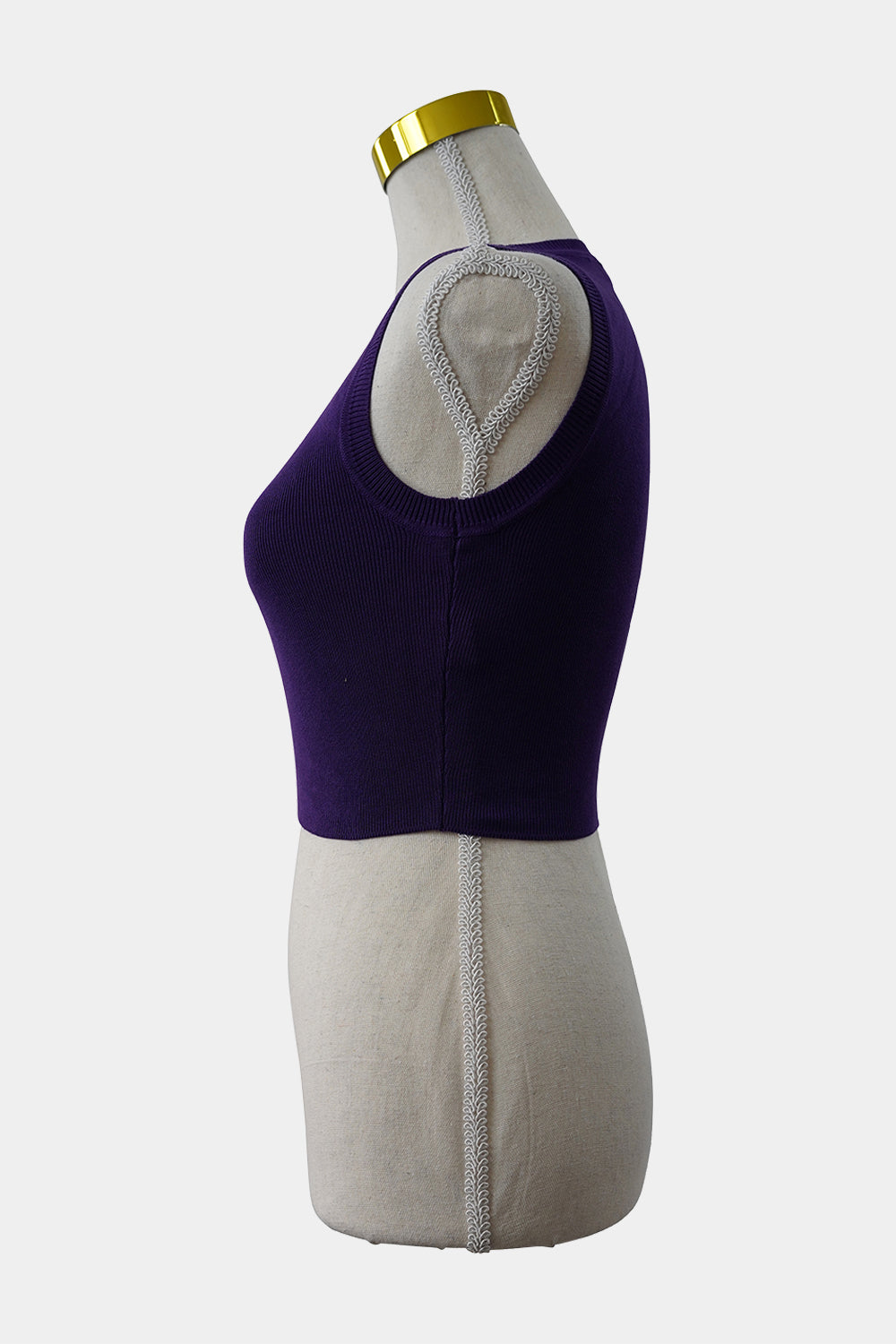 ZARA Purple Highneck Knit Crop Tank Top