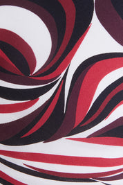 GO Red, Cream, Burgundy, Black 70s Pattern Long Slip Cowl Neck Dress
