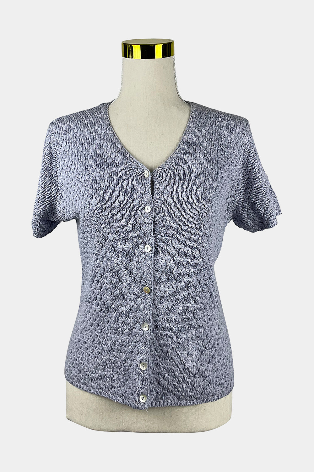 Jones Ny Blue Button Up Knit Top
