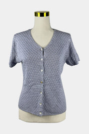 Jones Ny Blue Button Up Knit Top
