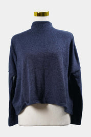 Divided H&m Blue Mock Neck Long Sleeve Knit Top