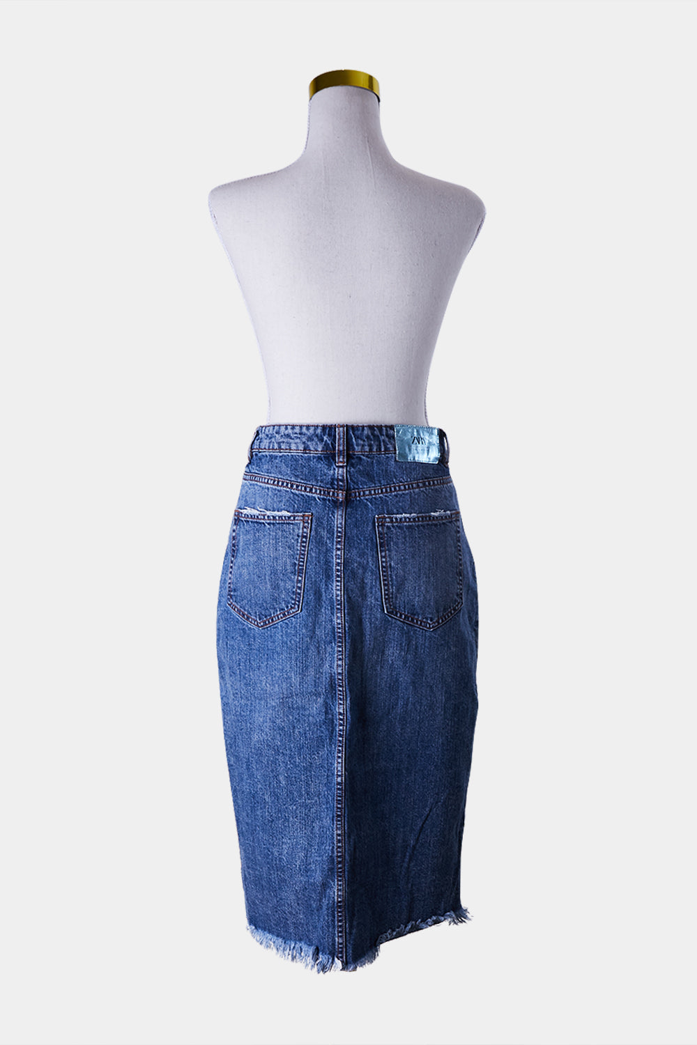 ZARA Blue Midi Denim Skirt