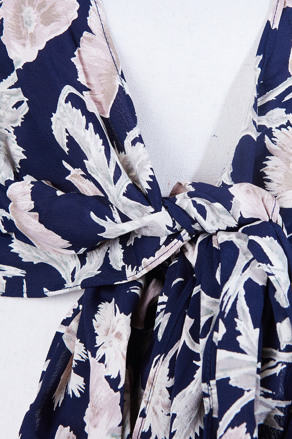 Flynn Skye Navy, Pink, Beige Floral Tie Up Top