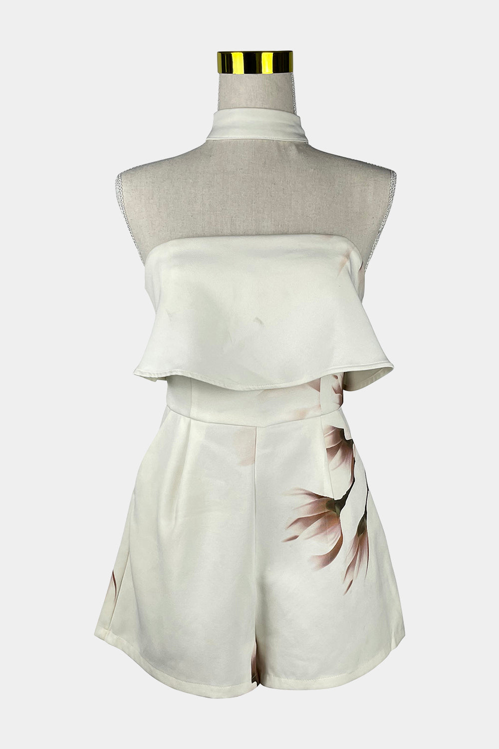 LUVALOT White Strapless Floral Playsuit