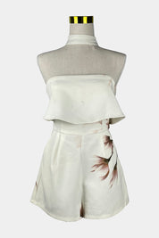 LUVALOT White Strapless Floral Playsuit