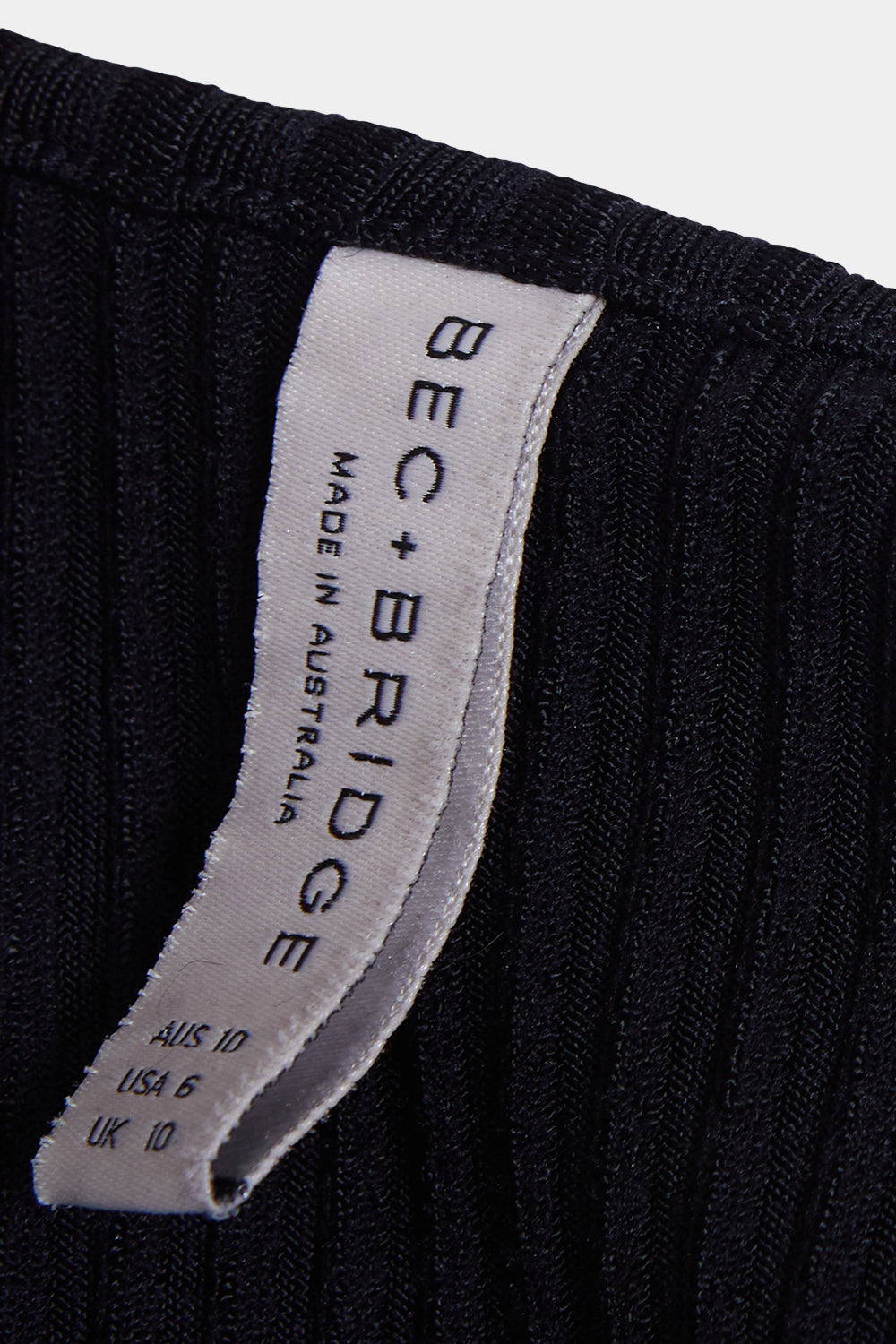 Bec + Bridge Black High Neck Long Sleeve Ribbed Knit Dress